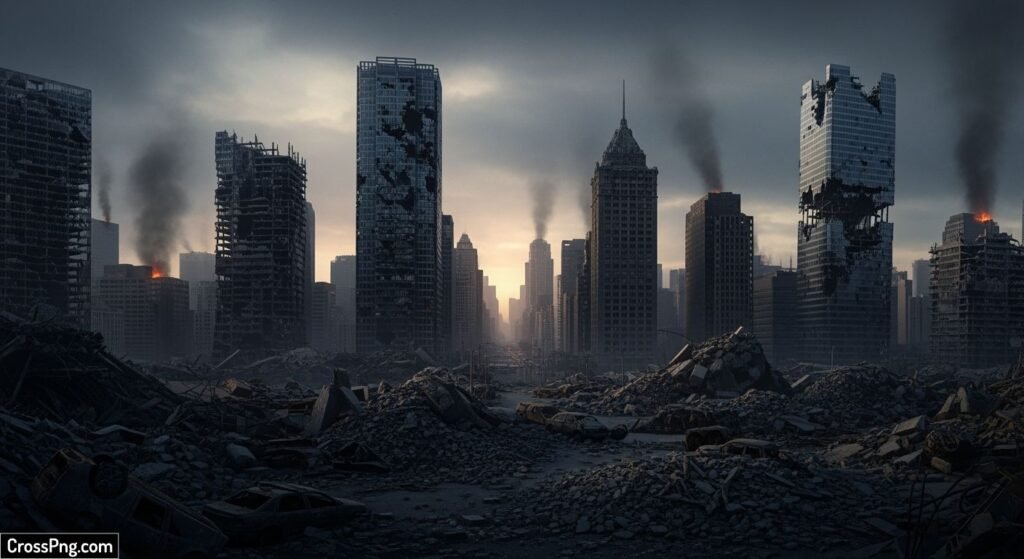 Destroyed city background image 3