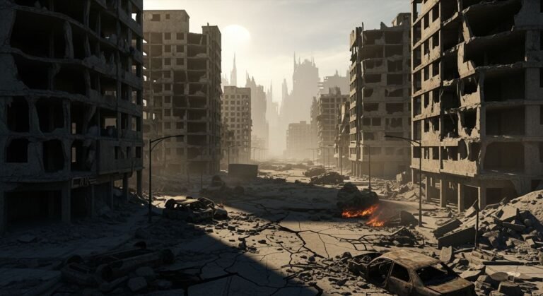Destroyed city background image 4