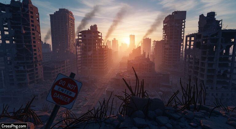 Destroyed city background image