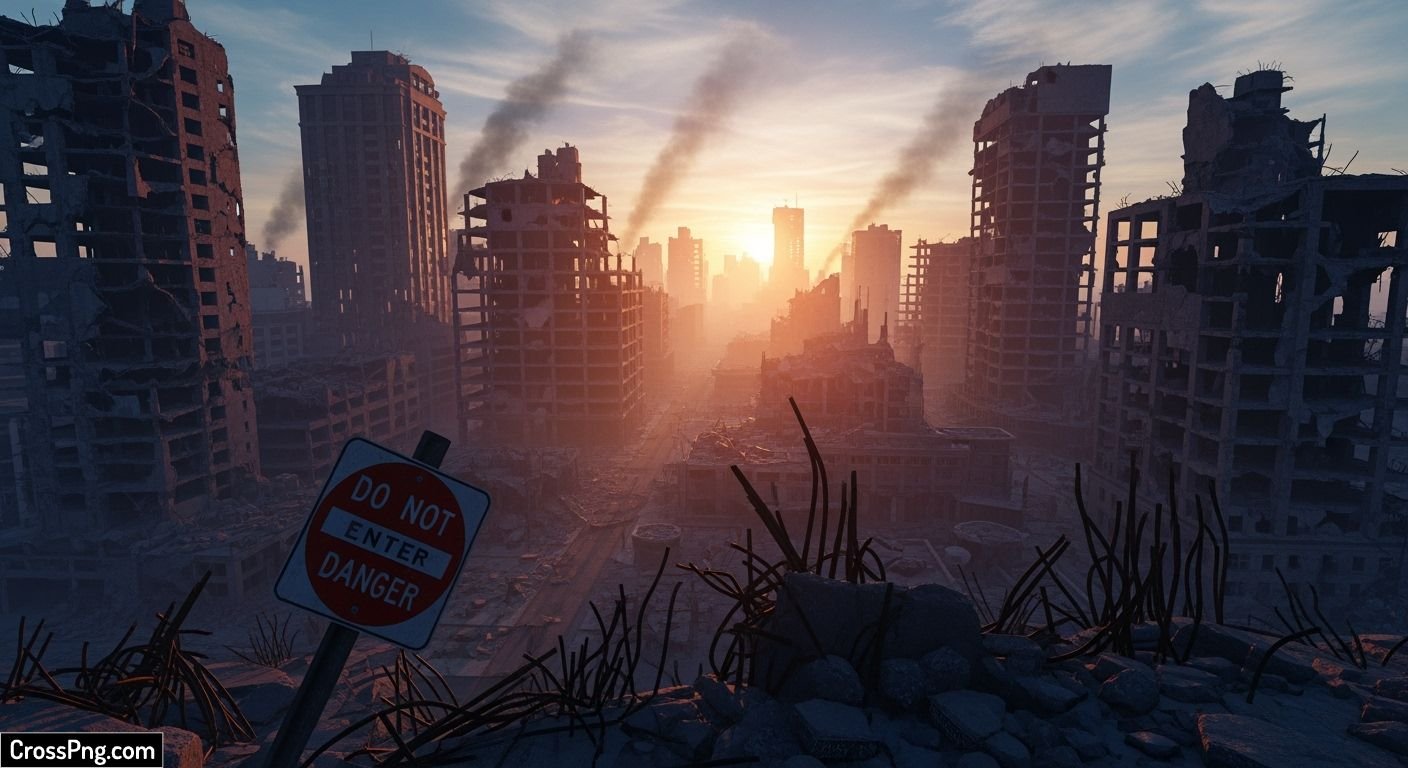 Destroyed city background image