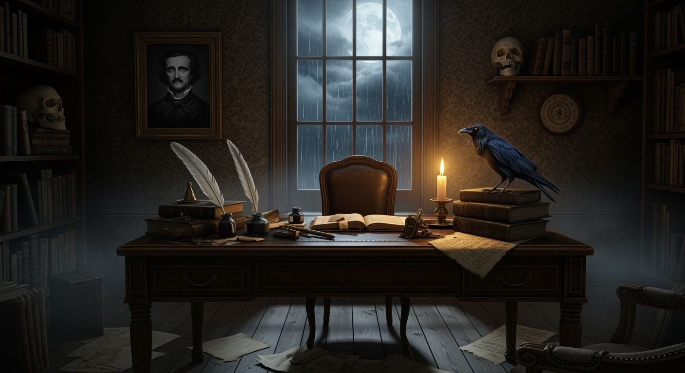 Edgar allan poe background 4k image 2