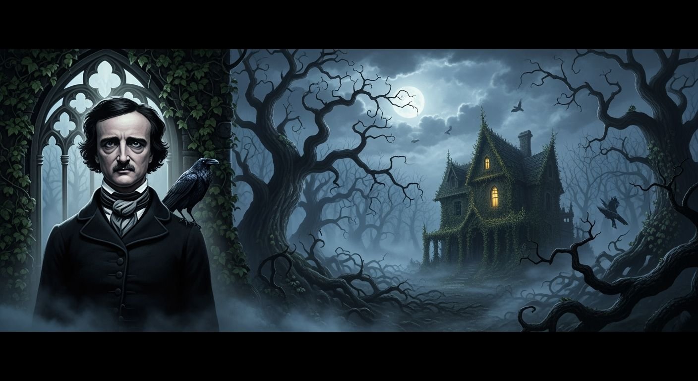 Edgar allan poe background 4k image