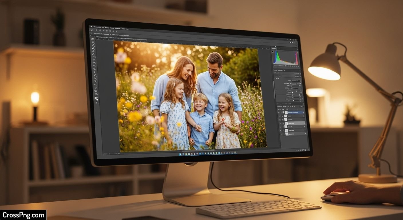 Family photo editing background image