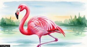 Flamingo drawing with background image 2