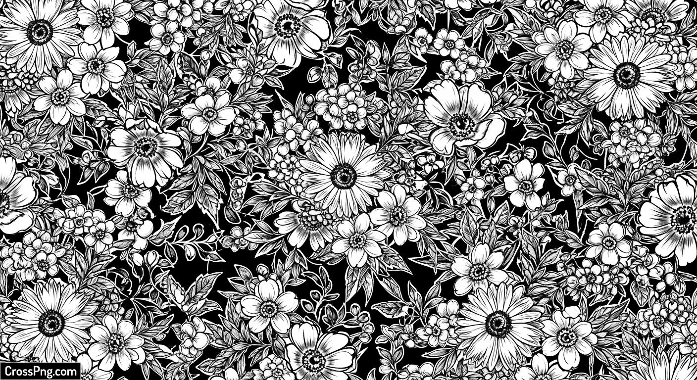 Floral background black and white image