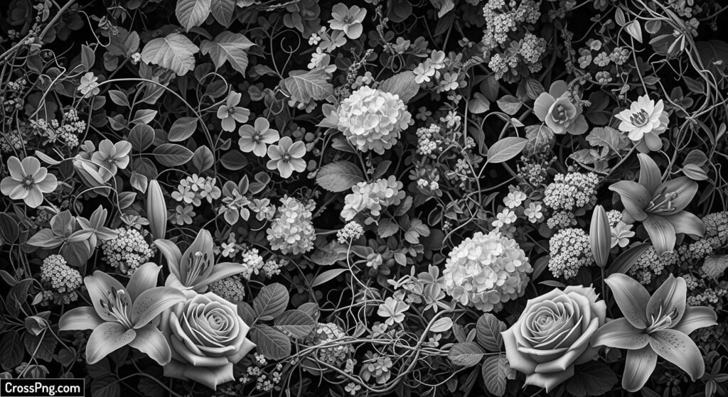 Floral background black and white image