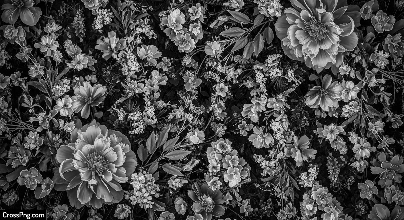 Floral background black and white image 3