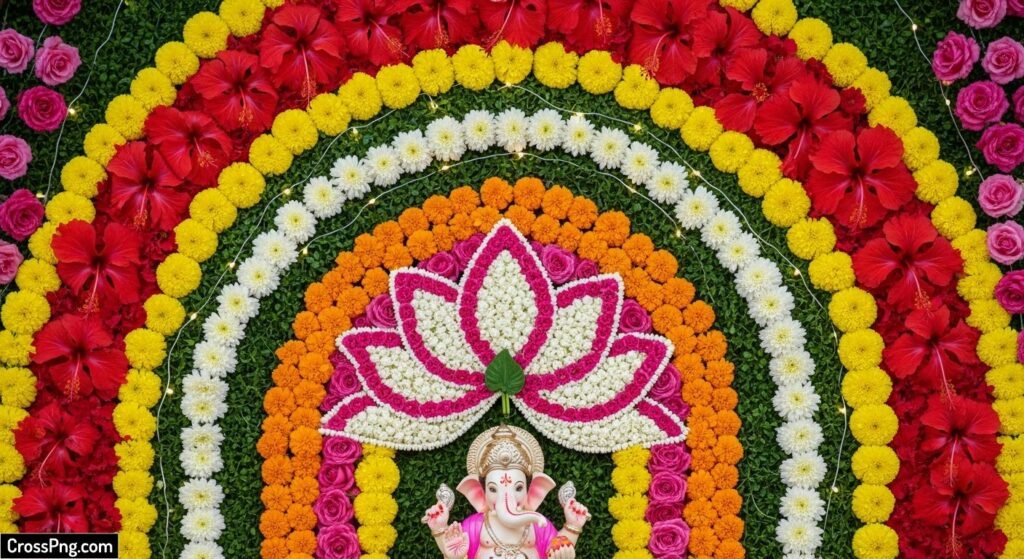 Flower background decoration for ganpati image