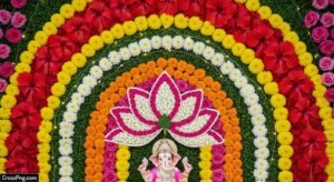 Flower background decoration for ganpati image