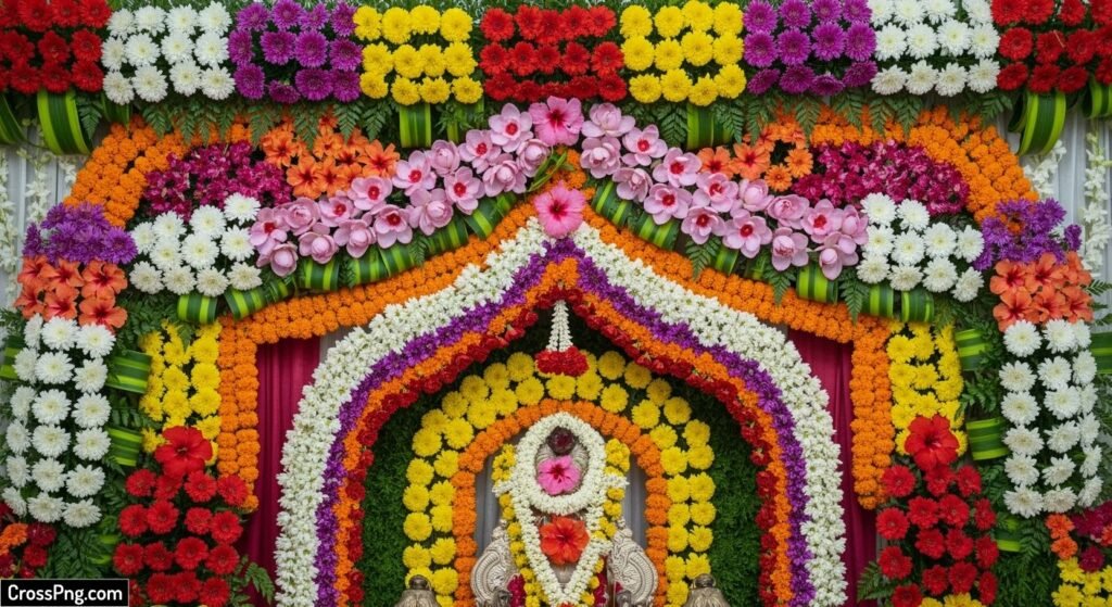Flower background decoration for ganpati image