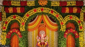Flower background decoration for ganpati image 2