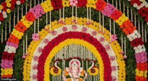 Flower background decoration for ganpati image 3