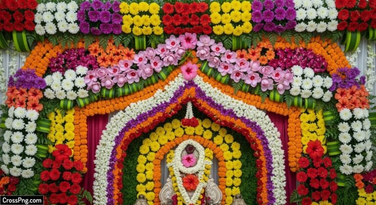 Flower background decoration for ganpati image