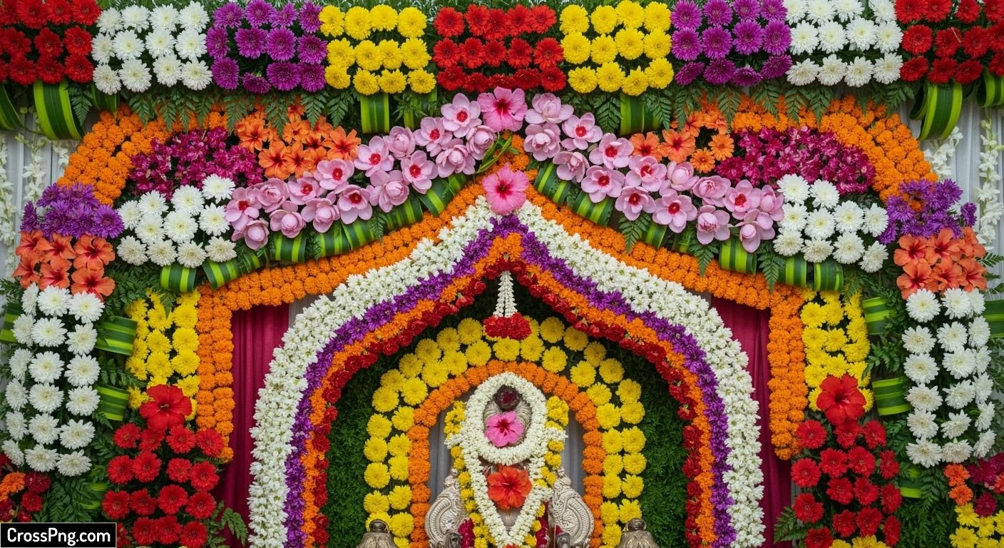 Flower background decoration for ganpati image