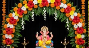 Flower background ganpati decoration image
