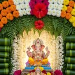 Flower background ganpati decoration image