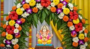 Flower background ganpati decoration image 2