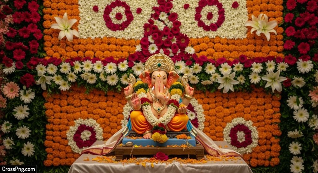 Flower background ganpati decoration image 3