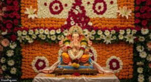 Flower background ganpati decoration image 3