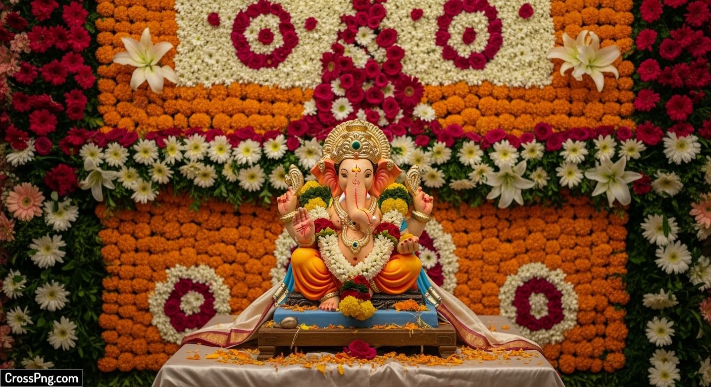Flower background ganpati decoration image 3