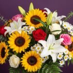 Flowers on purple background image