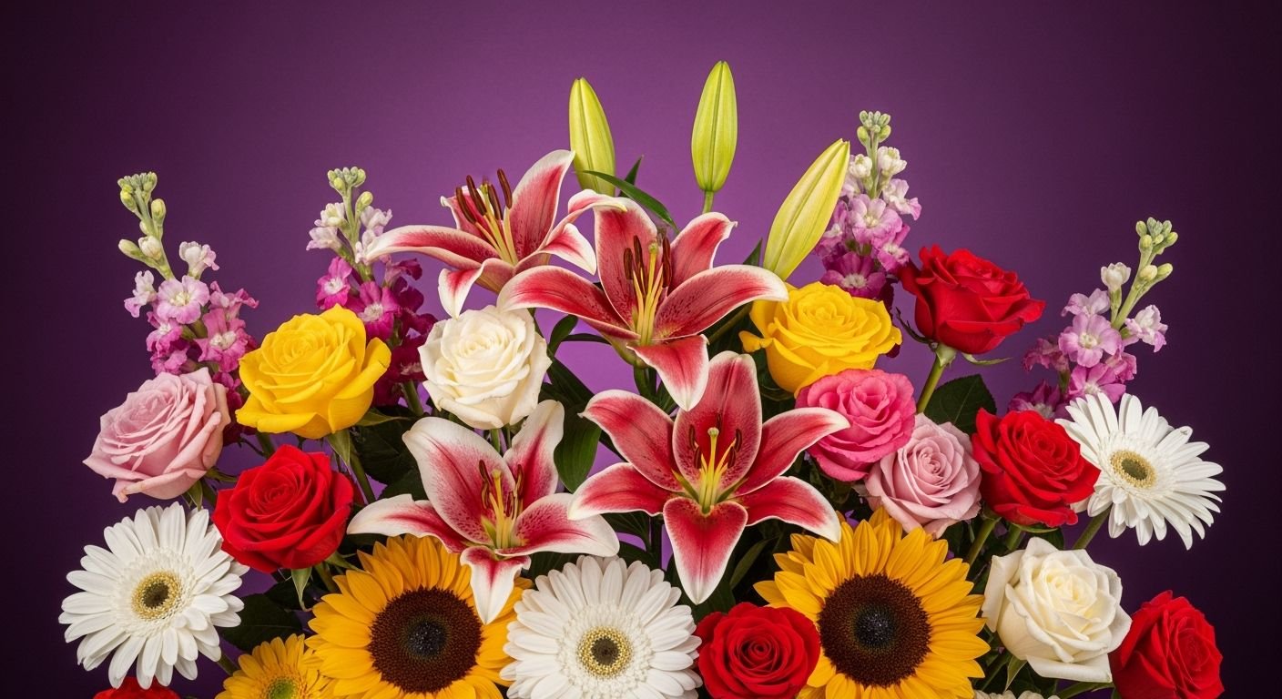 Flowers on purple background image 3