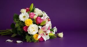 Flowers on purple background image 4