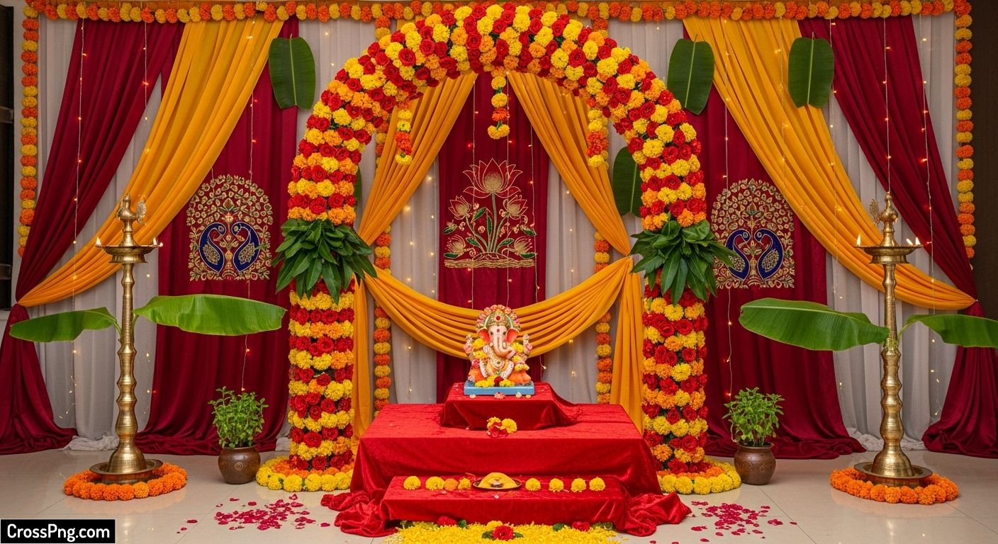 Ganesh puja background decoration image 2