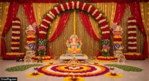 Ganpati background decoration ideas at home image 3
