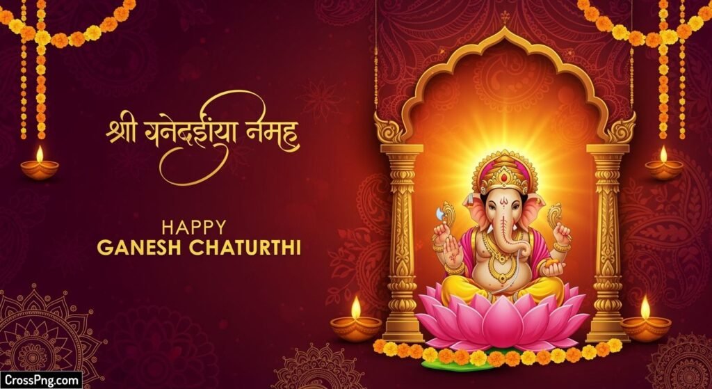 Ganpati banner background design hd image 3