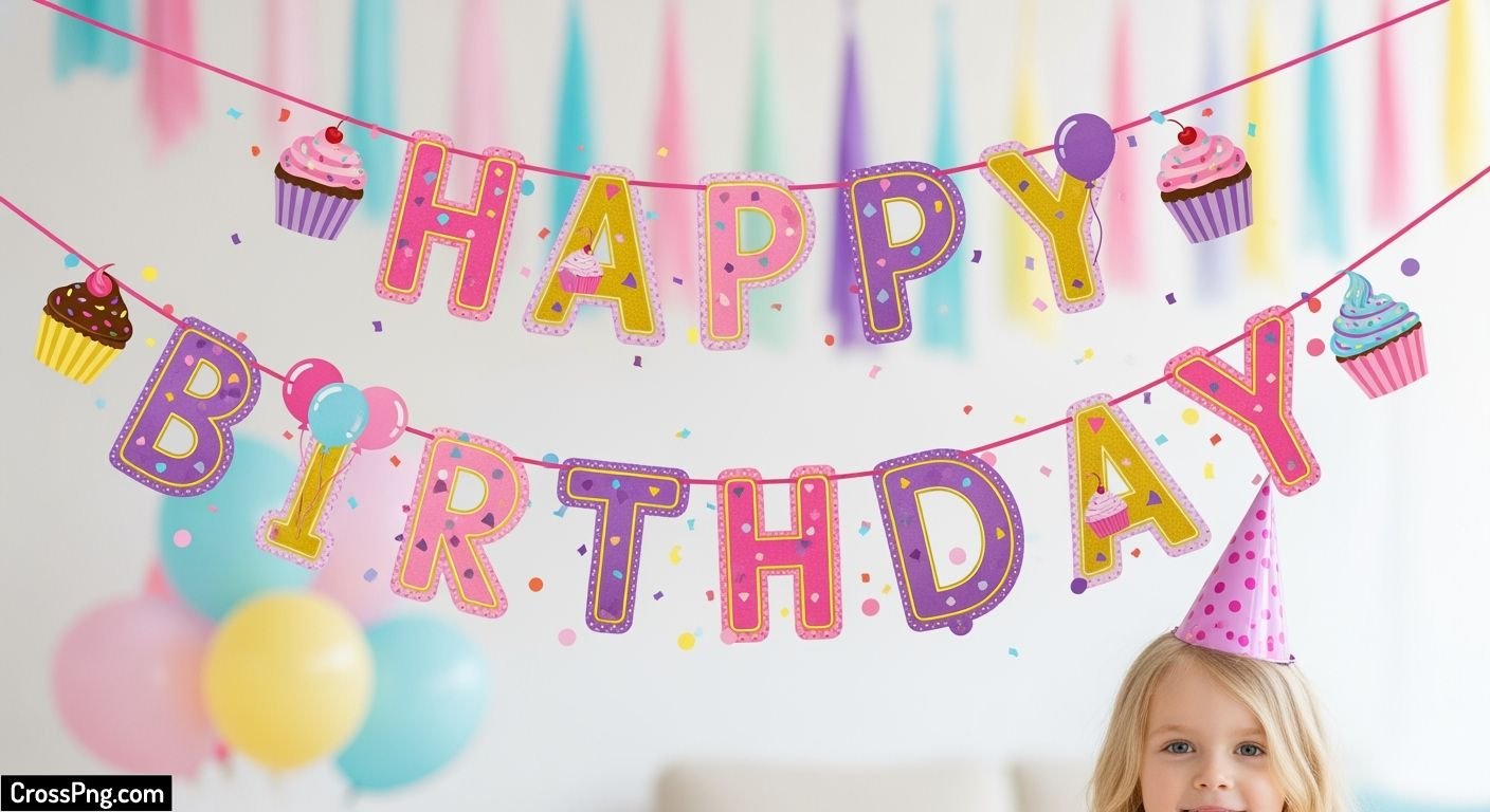 Girl birthday banner background image 2