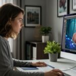 Girl editing background image
