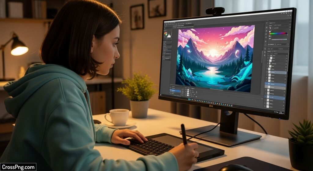 Girl editing background image 2