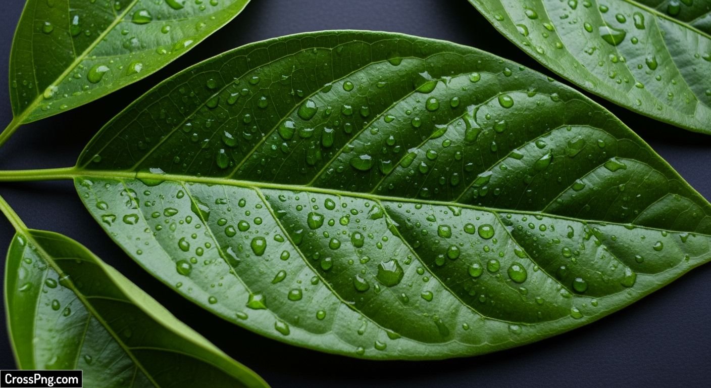 Green leaves on black background image 3