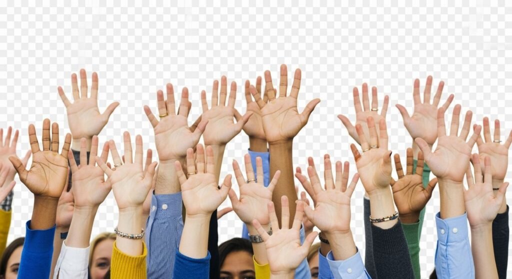 Hands raised transparent background image