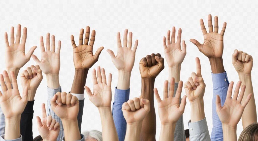 Hands raised transparent background image 2