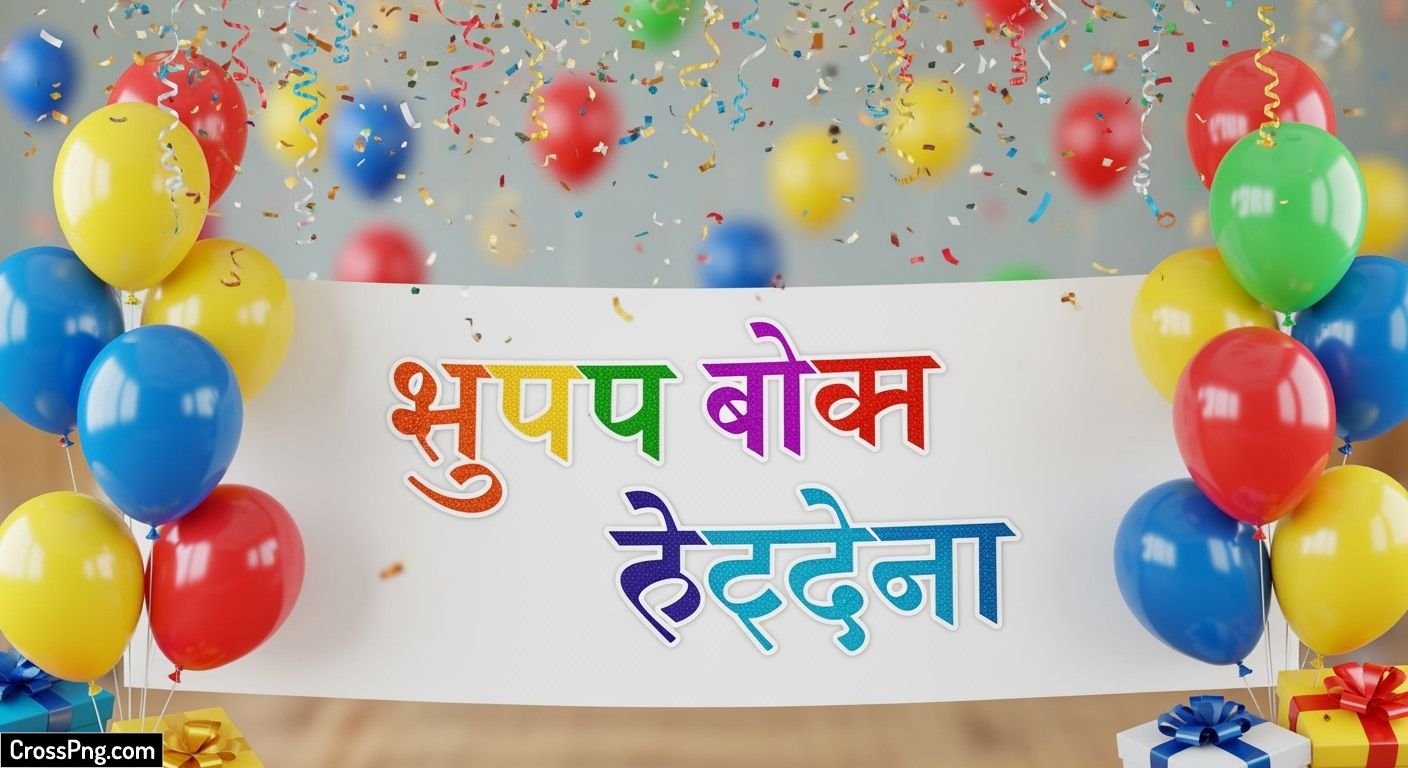 Happy birthday banner background in marathi image