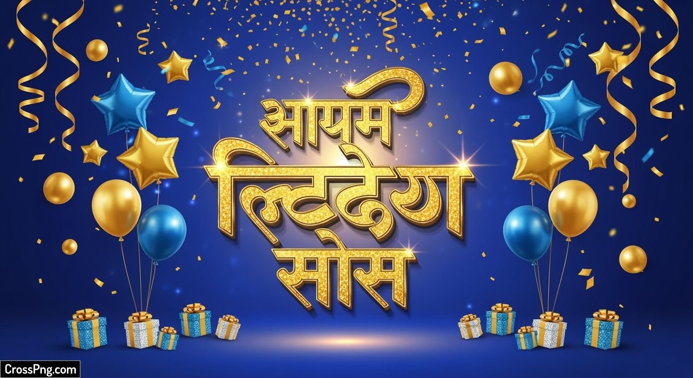 Happy birthday banner background in marathi image 3