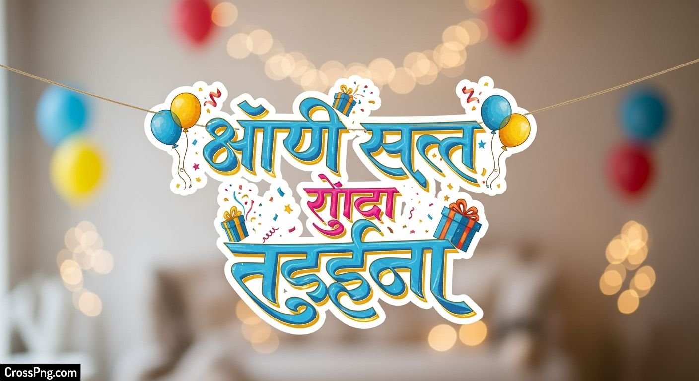 Happy birthday banner background marathi image 2