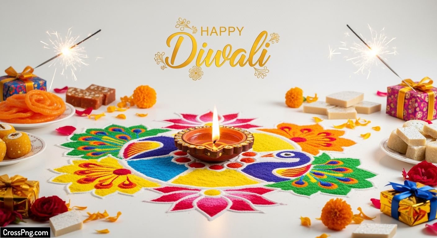 Happy diwali white background image 2