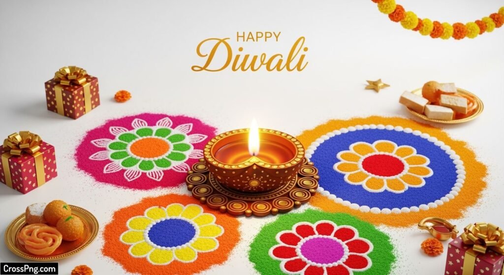 Happy diwali white background image 3