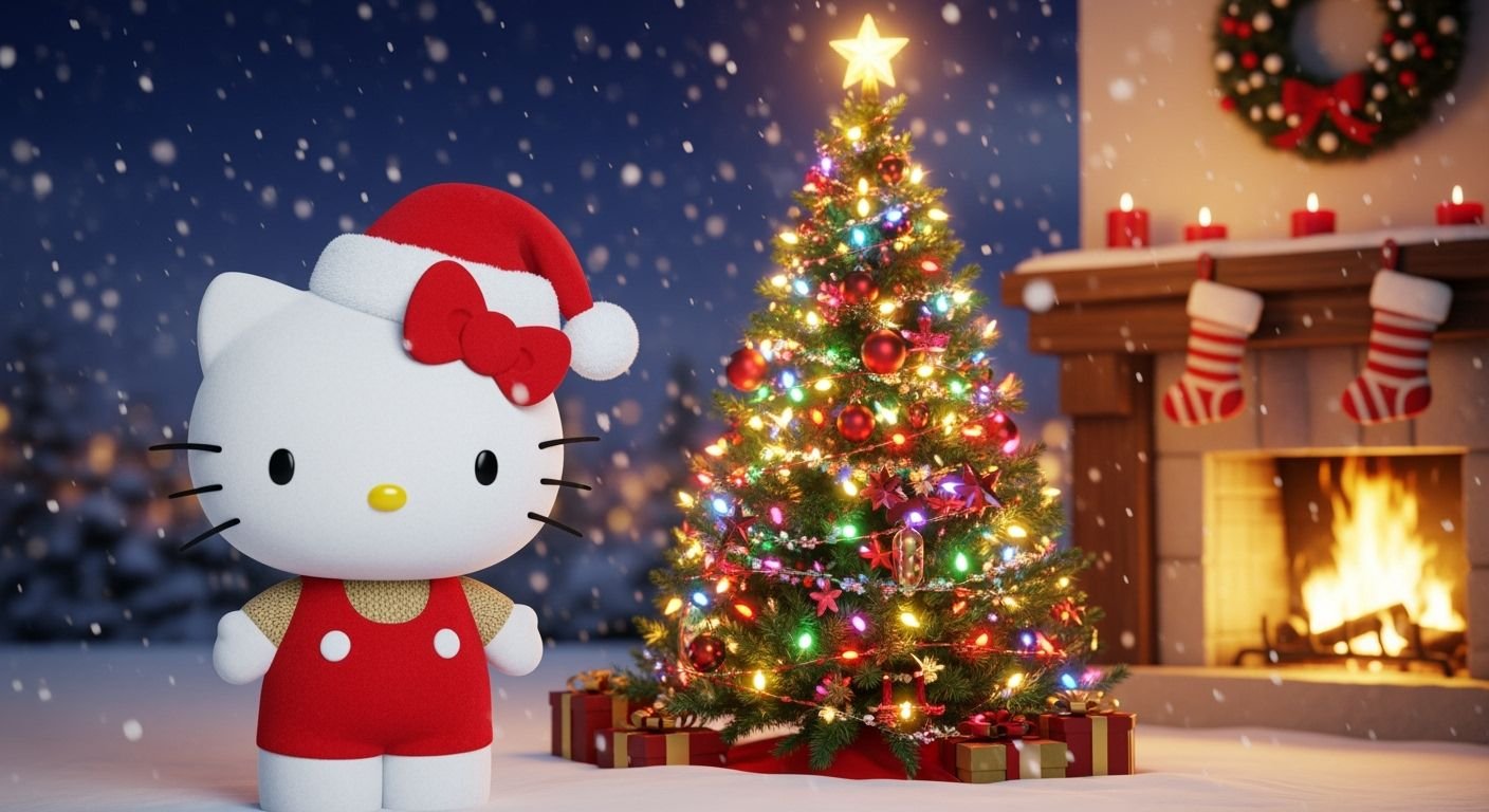 Hello kitty christmas background image 2