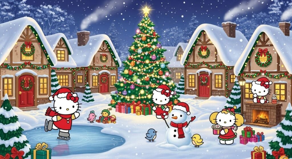 Hello kitty christmas background image 3