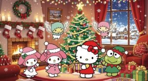 Hello kitty christmas background image