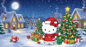 Hello kitty christmas background image 4
