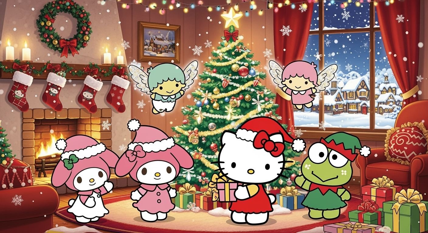 Hello kitty christmas background image