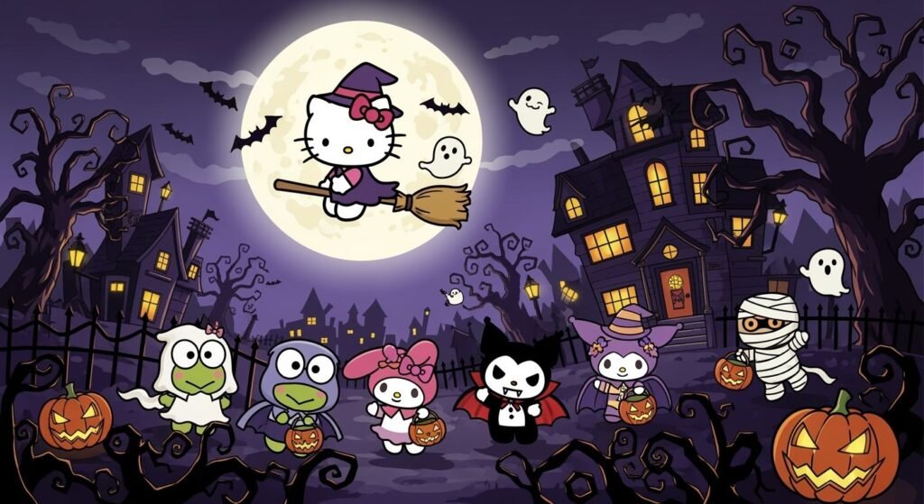 Hello kitty halloween background image 2