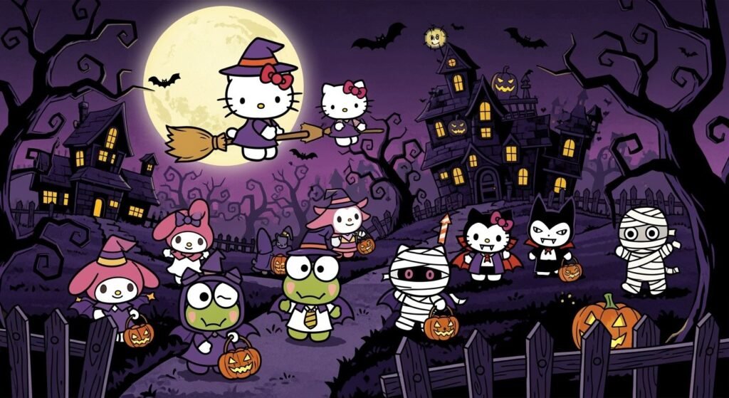 Hello kitty halloween background image 3
