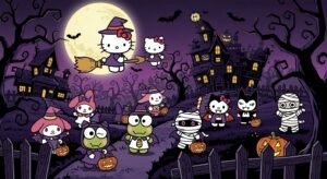 Hello kitty halloween background image 3
