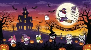 Hello kitty halloween background image 4